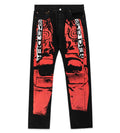 Sp5der Painted Moto Denim Pant Black/Red