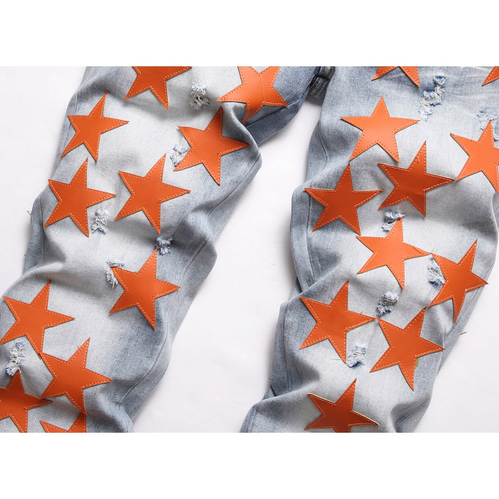 Amiri Jeans Stars Ripped Stretch Jeans